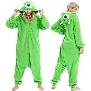 Adult Mike Wazowski Monsters Inc. Onesie Pajamas Halloween Costume Cosplay